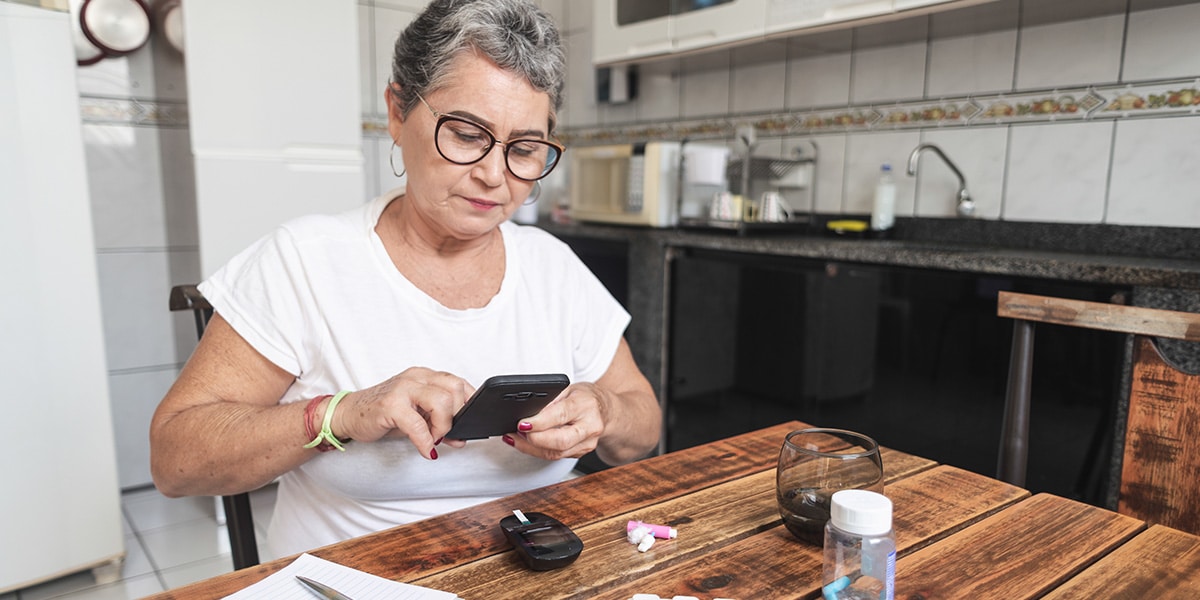 Elderly woman using a smartphone